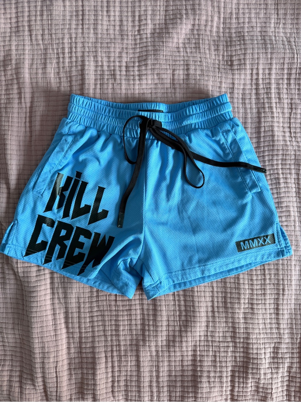 Kill Crew Blue Athletic Shorts with Black Drawstring